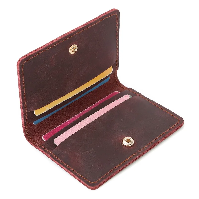 

Crazy Horse Genuine Leather Credit Card Holder 100% Cowhide Leather Card Wallet for Credit Cards