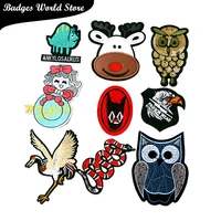 fashion patch owl deer eagle snake cat icon embroidered applique patches for kawaii clothes diy iron on badges on a backpack