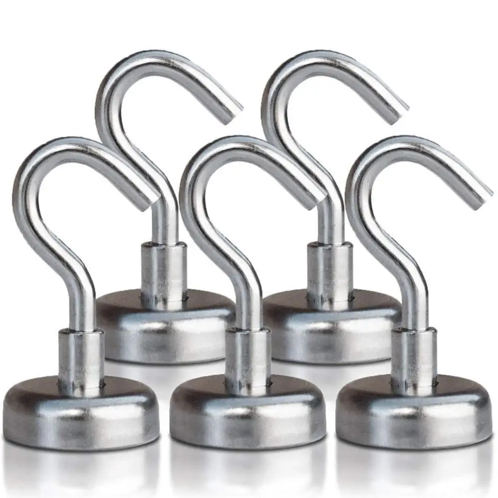 

5Pcs Strong Magnetic Hooks Heavy Duty Magnet Holder Wall Hanging Hanger Magnetic Base Home Storage Organization