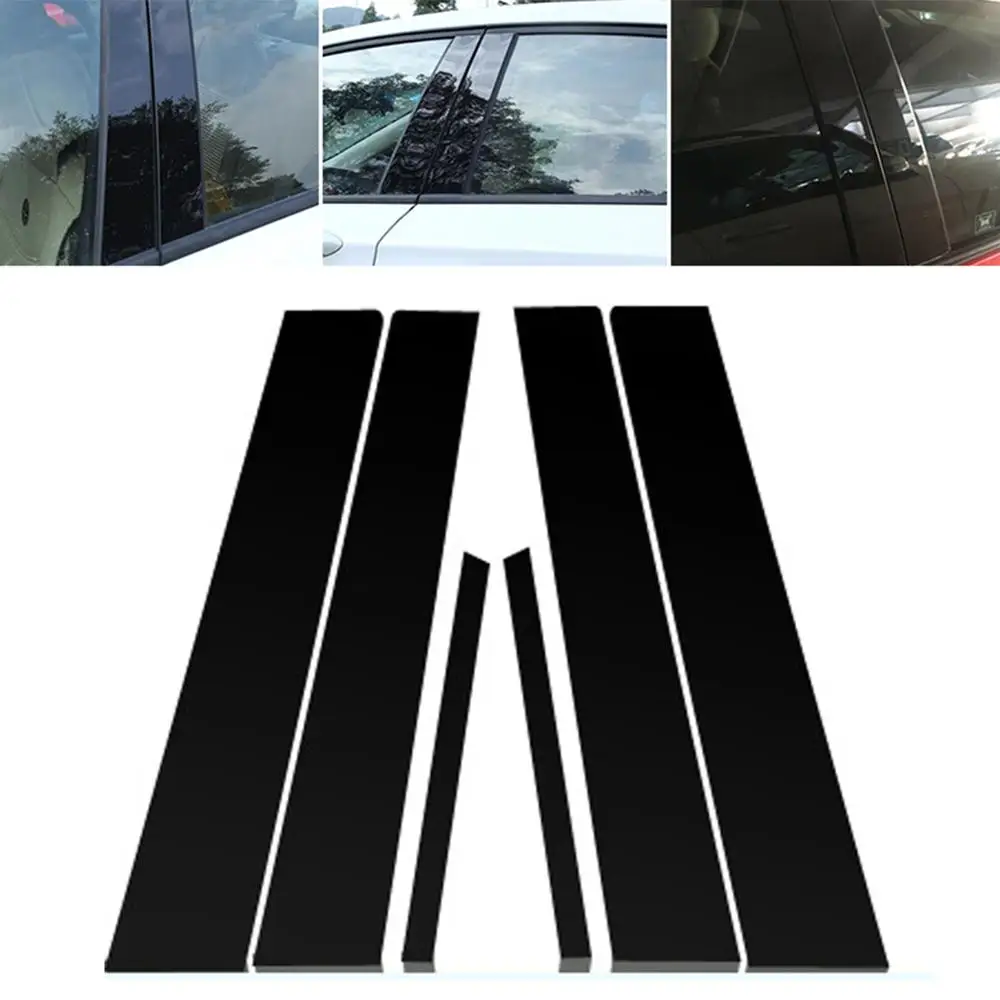 6 Pcs Center BC column stickers For Honda Civic 2006-11 Mirror effect Window Pillar Posts Cover Trim Car External Accessories