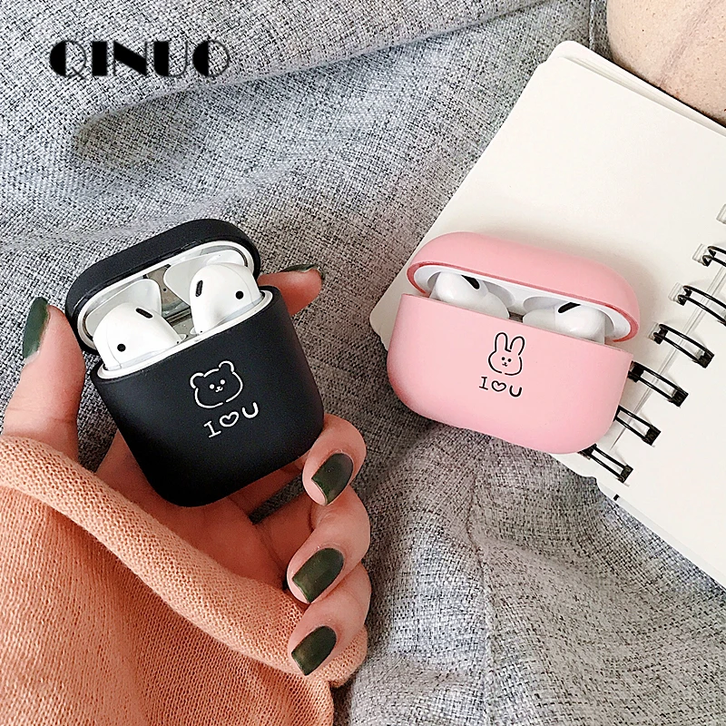 Милые чехлы для наушников с зайчиком и медвежонком для Apple AirPods Pro 3, роскошный жесткий чехол из поликарбоната для коробки Air Pods 2 1, защита в стиле моды, простая коробка.