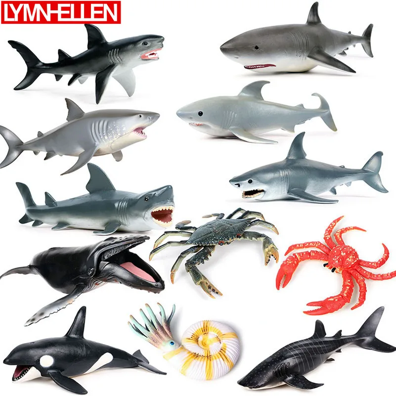 

Simulation Marine Life Crab King Crab Whale Great White Shark Dolphin Tiger Shark Model Ocean Animal Action Figure Children Toys