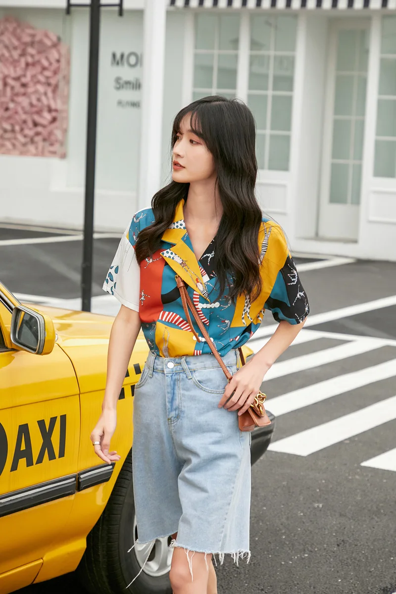 Новинка лета 2020 костюм воротник уличный тренд женский дизайн маленькая рубашка