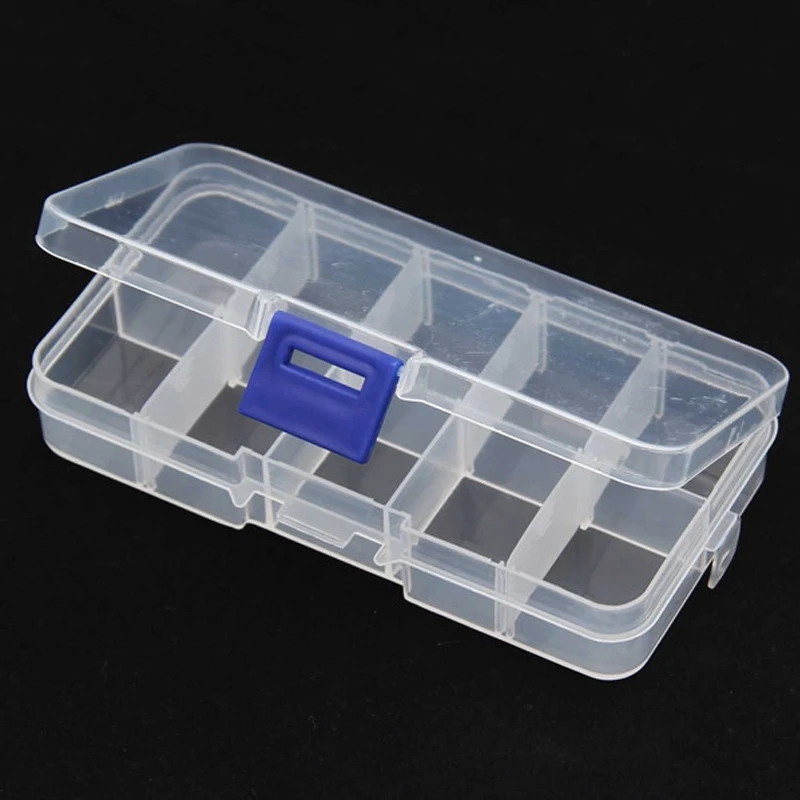 Пластиковый ящик для хранения с 10 сетками регулируемый прозрачный мелких