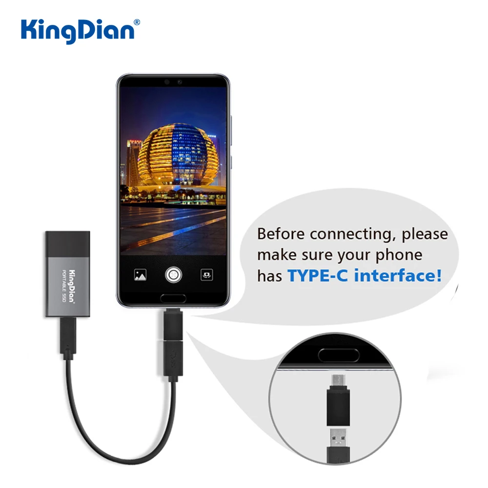 Внешний жесткий диск KingDian ssd 120 ГБ 250 500 Гб ТБ внешний твердотельный накопитель hdd