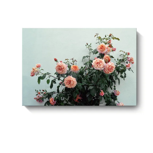 

Pink Rose Flower Green Plant Canvas Painting Flower Picture Nordic Style Wall Art For Living Room Modern Home Decoration