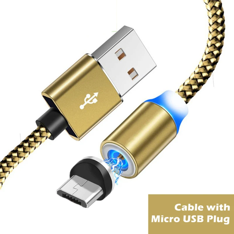 Магнитный USB кабель для быстрой зарядки для samsung galaxy A70 A40 A40s A20e Android зарядное устройство Шнур для Asus 6Z ZenFone 6 Live L2 Max M2 - Цвет: Gold Micro USB