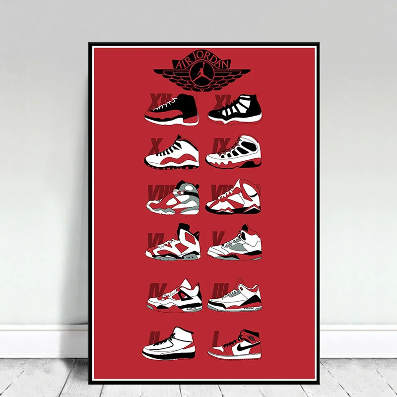 Кроссовки Майкл Джордан обувь мода AJ история Air Max на холсте плакат настенная живопись Печать украшение дома для гостиной