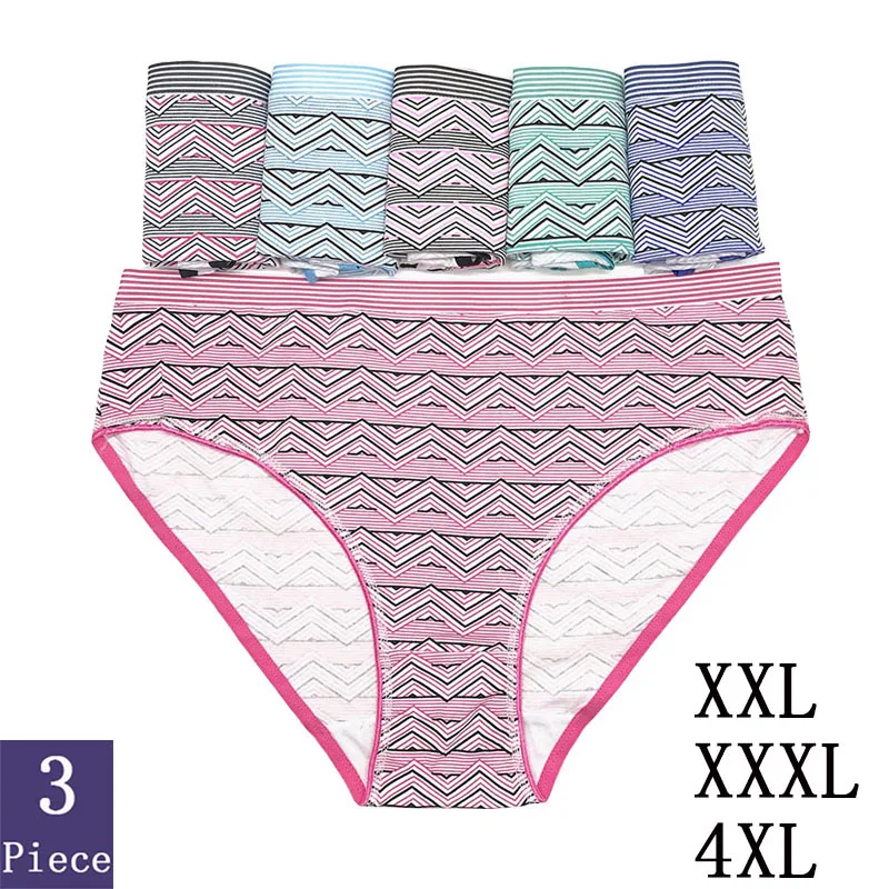 Нижнее белье для женщин 3 шт. большого размера с геометрическим узором модные из