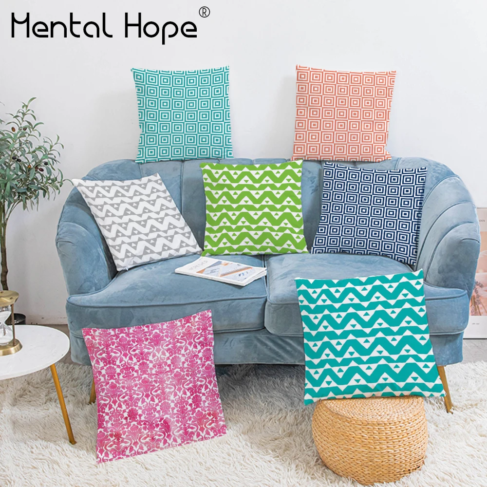 Наволочка в клетку с геометрическим рисунком домашняя декоративная наволочка