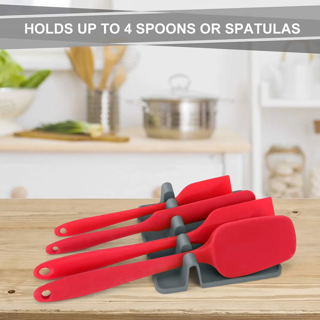 

Spoon Rest Silicone Spoon Rest Utensil Spatula Holder Heat Resistant Storage Shelves Multifunction Cooking Tools Kitchen