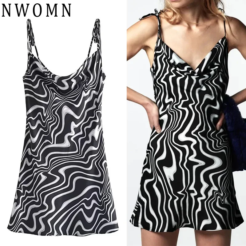 

NWOMN Za 2021 Black Slip Dress Women Vintage Sleeveless Short Dress Woman Sexy Backless Mini Dress Elegant Party Night Dresses