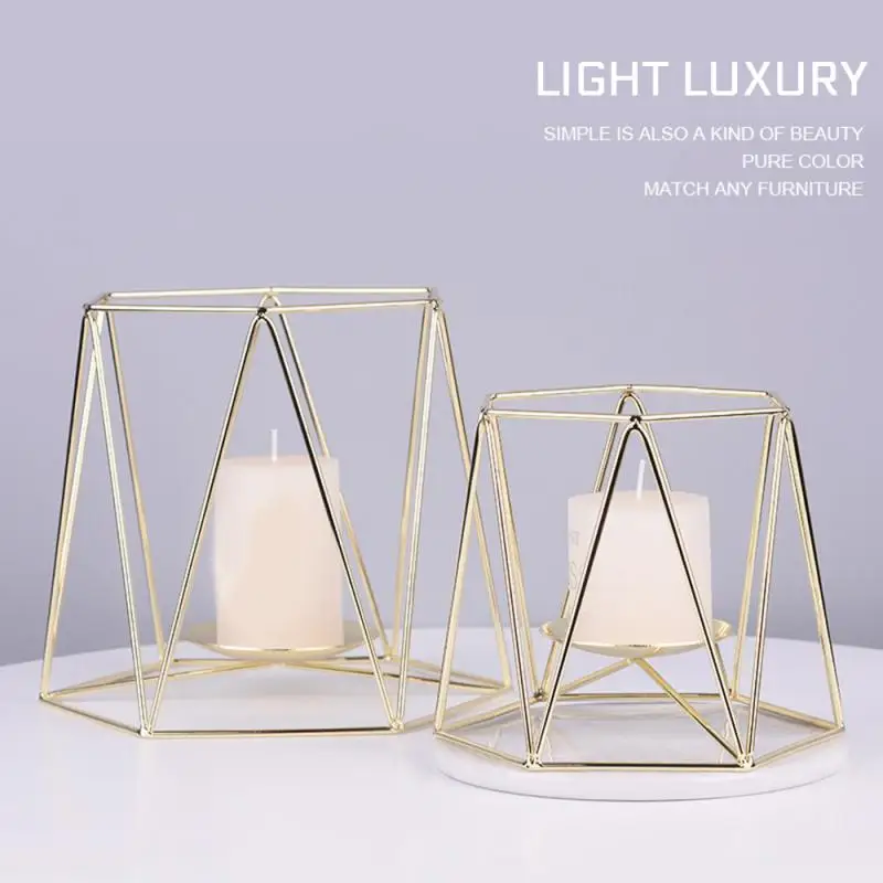 Золотые геометрические металлические подсвечники для чайной свечи 1 шт.