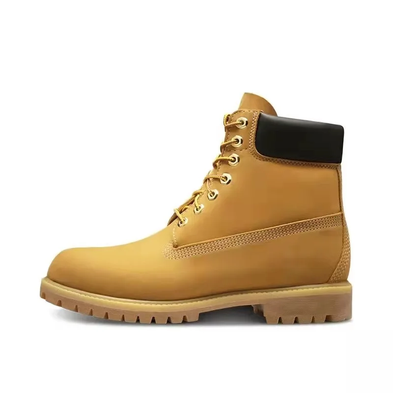 

Men Genuine Leather Boots Luxury Brand Designer Female For Women Fashion Shoes 2021 Waterproof Yellow Classic Work