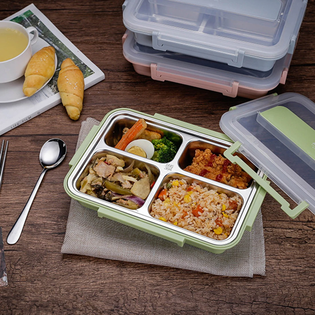 1700 мл 5 отсеков изолированный Ланч бокс из нержавеющей стали разделительная