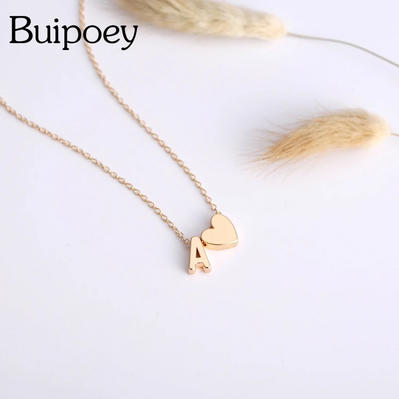 

Buipoey, модное золотое ожерелье с буквами и сердцем для женщин, пары, сделай сам, простая буква, имя, инициалы, ожерелье, ювелирные изделия, подарок