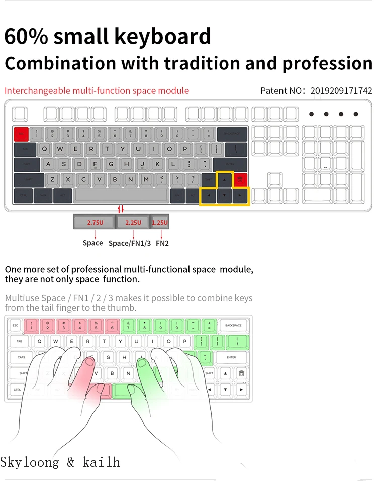 gk64x gk64 kailh silent red brown switch hot swappable switch Custom Mechanical Keyboard rgb switch leds type c split spacebar