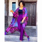 Женский брючный костюм, комплект из двух предметов с цветочным принтом, Топ с длинным рукавом и брюки, осень 2021