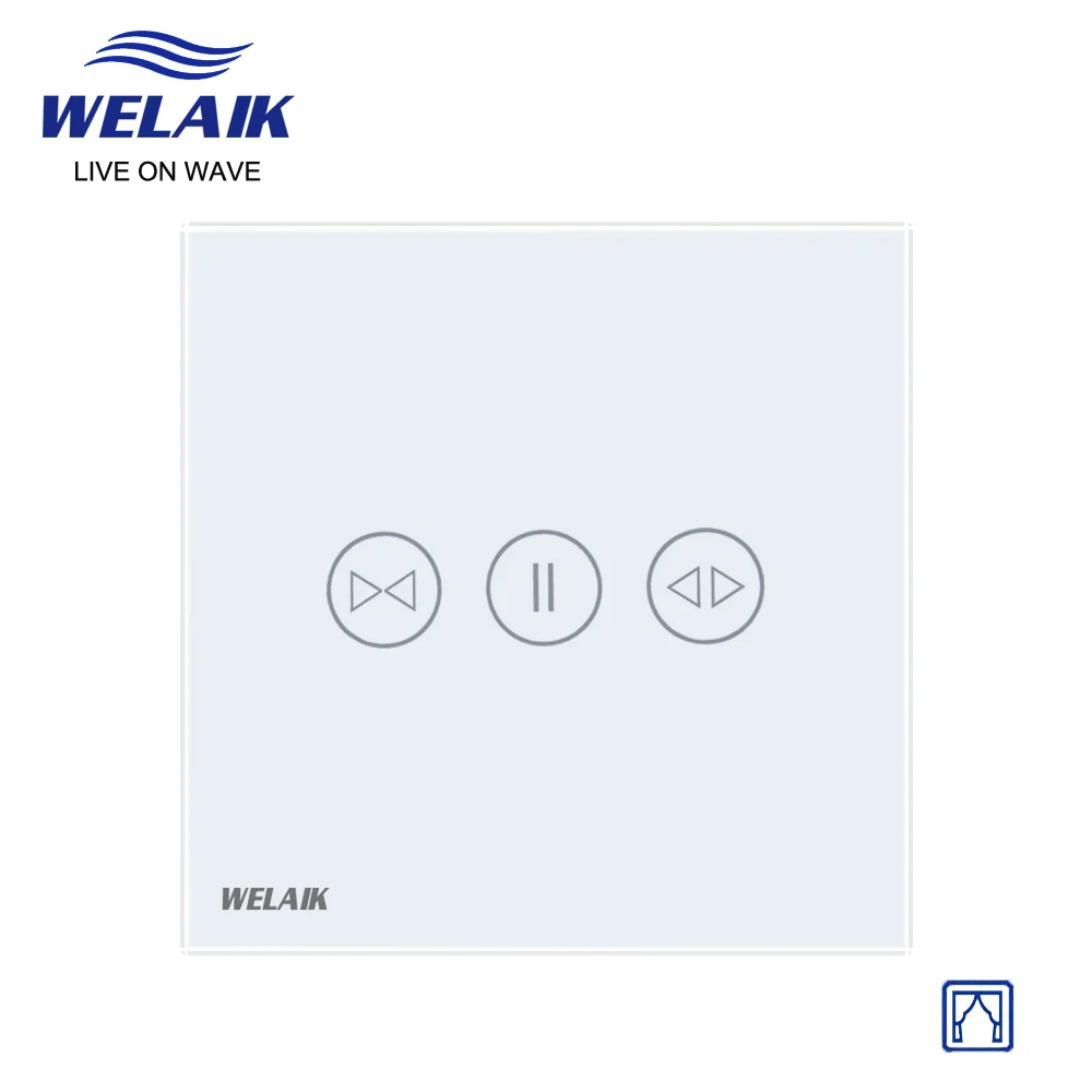 WELAIK EU/UK 86*86mm Wall-Touch Switch-Crystal Glass-Panel Switch-Curtain Control-Smart-Switch B1911CLW/B | Обустройство дома
