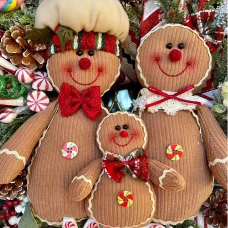

2022 Gingerbread Family Wreath Rustic Front Door Pendant Creative Xmas Party Props for Home Garden Farmhouse Decor @LS