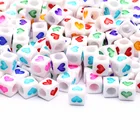 Красочный микс в форме сердца акриловые бусины 6x6 мм белый Квадратные разделители бусины для изготовления ювелирных изделий Diy ожерелья, браслеты, аксессуары