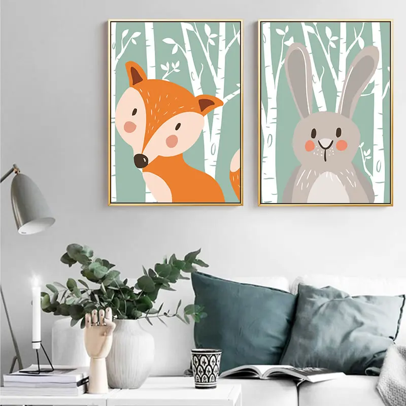 Элегантная поэзия скандинавский кавайный лес животное холст картина