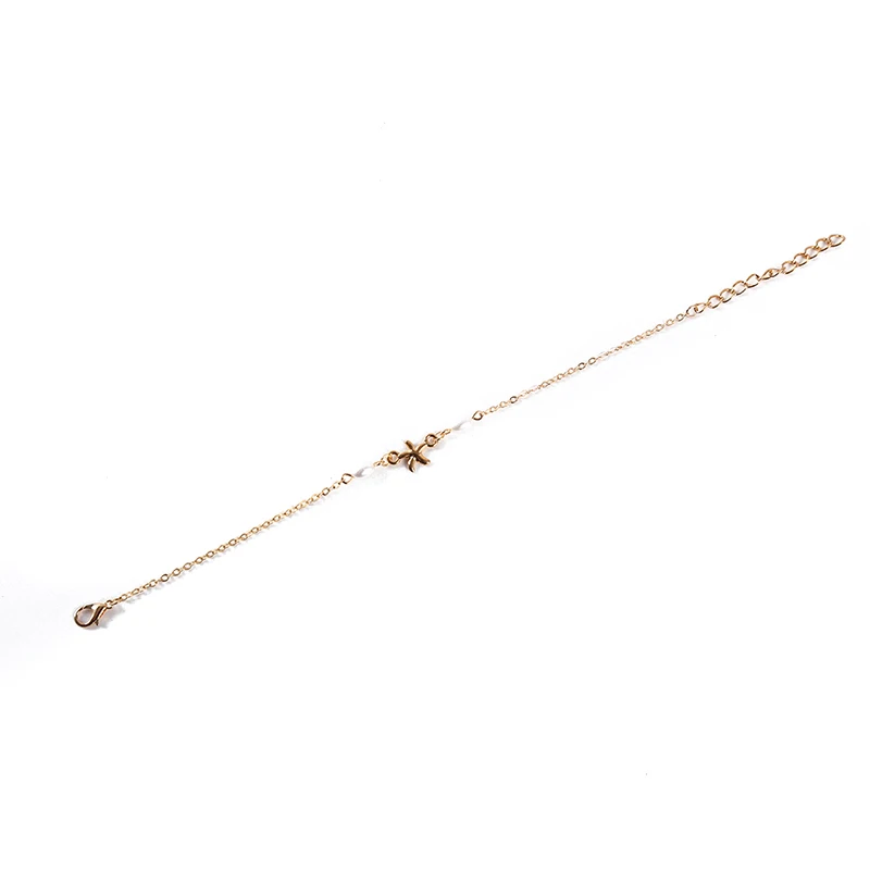

Gold Silver Color Anklet Women Starfish Pearl Beads Bohemian Ankle Bracelet Cheville Boho Foot Jewelry Gift