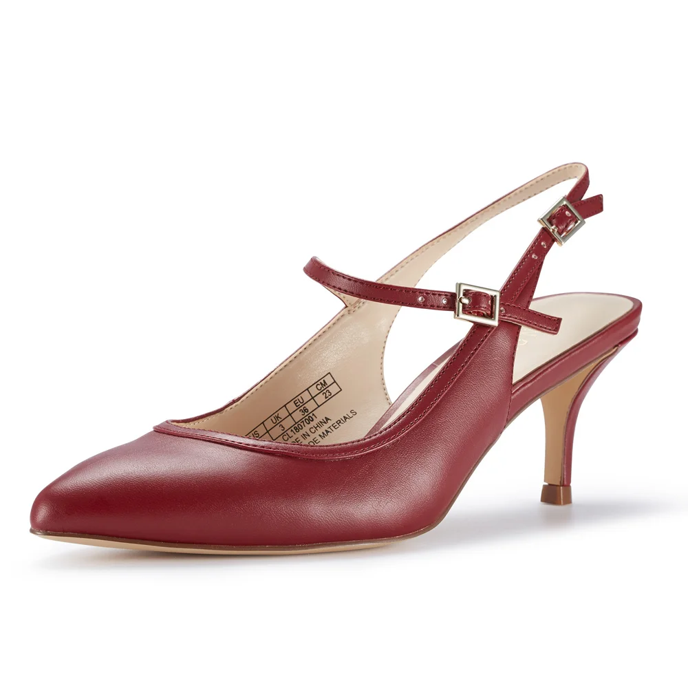 

Women's Kitten Heel Pumps New High Quality Mid Kitten heels Classic Ankle Strappy sandals Shoe for Work Office Slingback Shoes