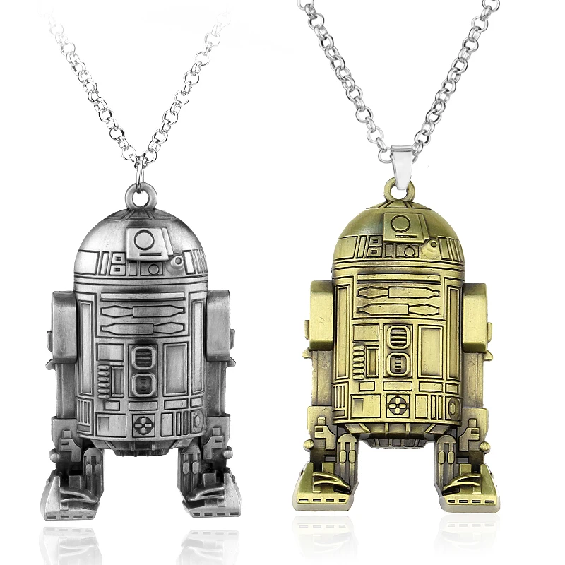 Горячая Распродажа Звездные войны 7 робот R2D2 ожерелье модное винтажное Серебро Золото сплав фигурки кулон аксессуары для женщин мужчин вентиляторы подарок