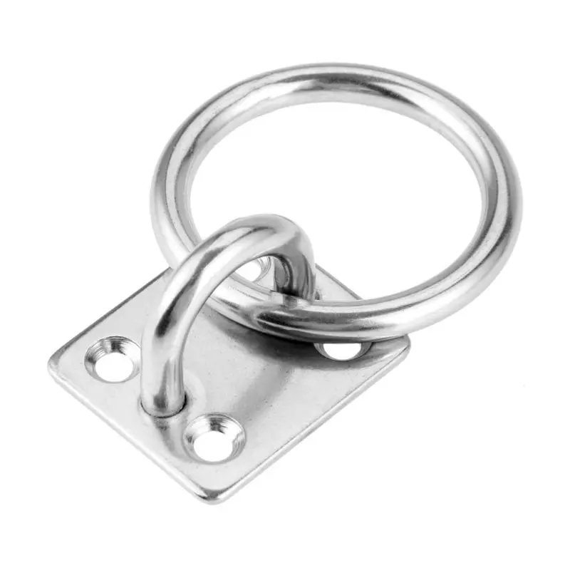

304 Stainless Steel Square Pad Eye Plate Eye Hook with Round Ring Boat Hardware E56D