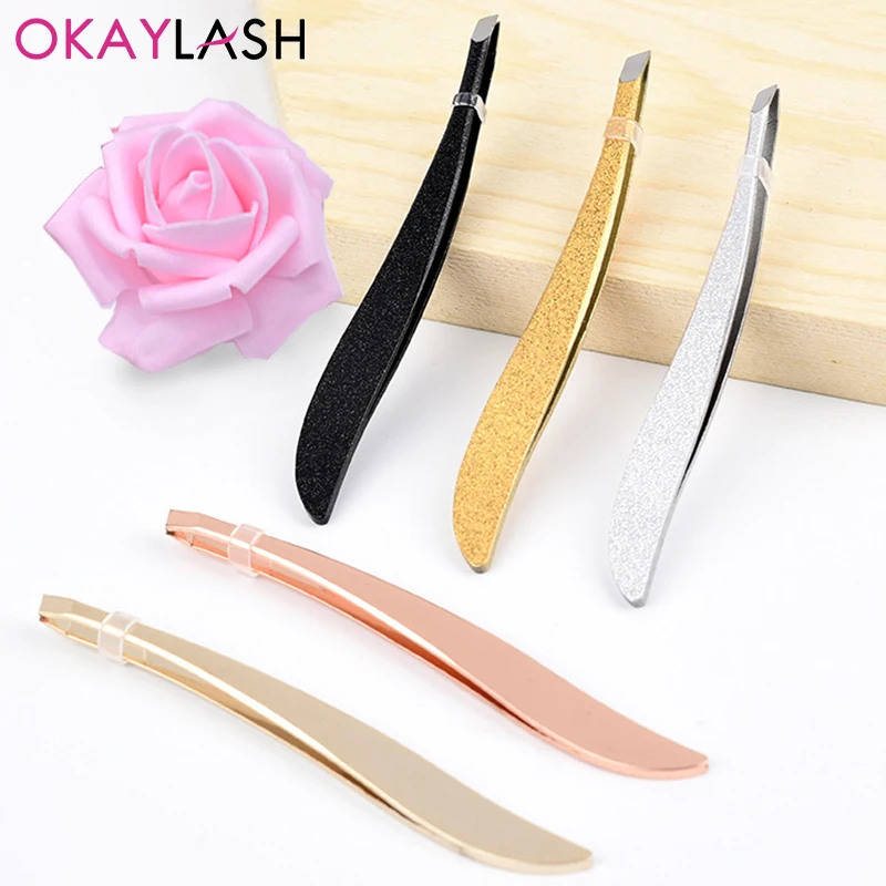 

OKAYLASH Newest 1pcs/bag Eyebrow Tweezer Hair Removal Slanted Puller Stainless Steel Eye Brow Trimmer Makeup Beauty Tools