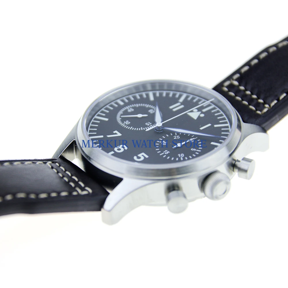 Сапфировое стекло немецкий стиль Fieger механические чайки движение Chronograh пилот