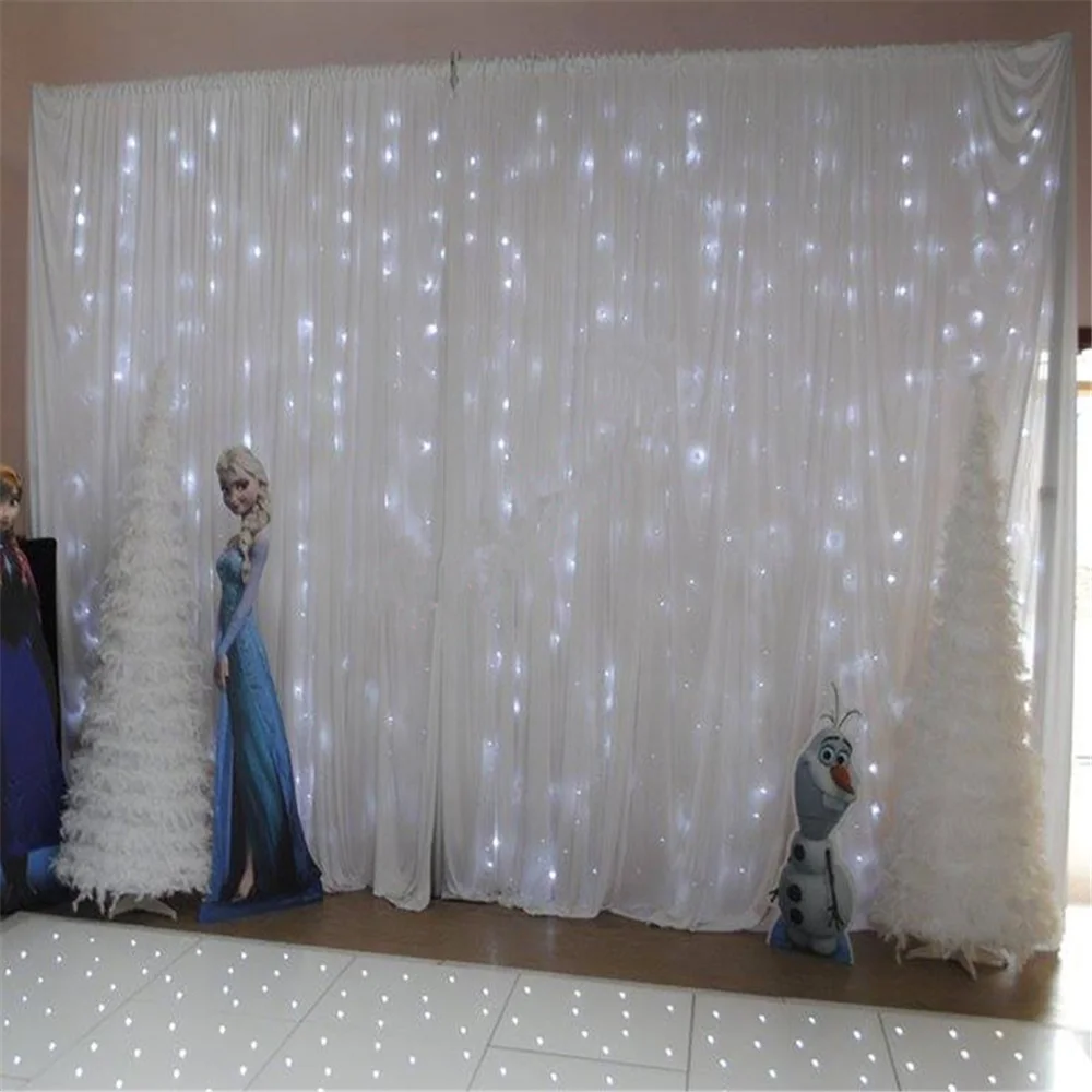 

10 футов * 30ftWedding backdrop занавес 3x6 метров дешевый роскошный свадебный фон со светодиодными лампами белый Сказочный занавес b