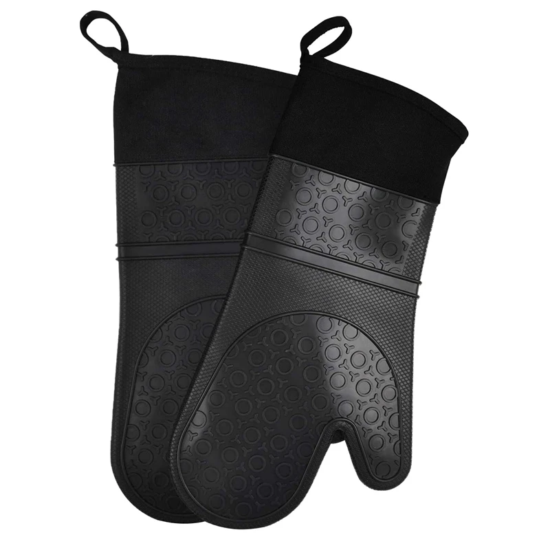 

14.7 Inch Silicone Oven Mitts 2 Cooking Pinch Mitts Extra Long Oven Gloves With Soft Inner Lining