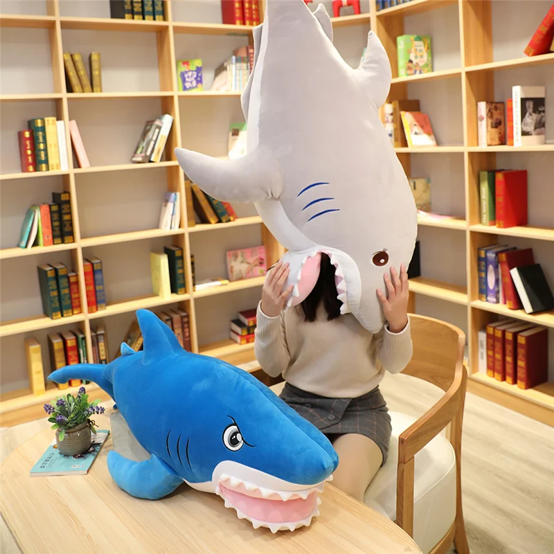 

1 piece 90/120 cm large shark plush toy soft stuffed animal reading pillow doll doll sleeping pillow birthday gift child pad gif