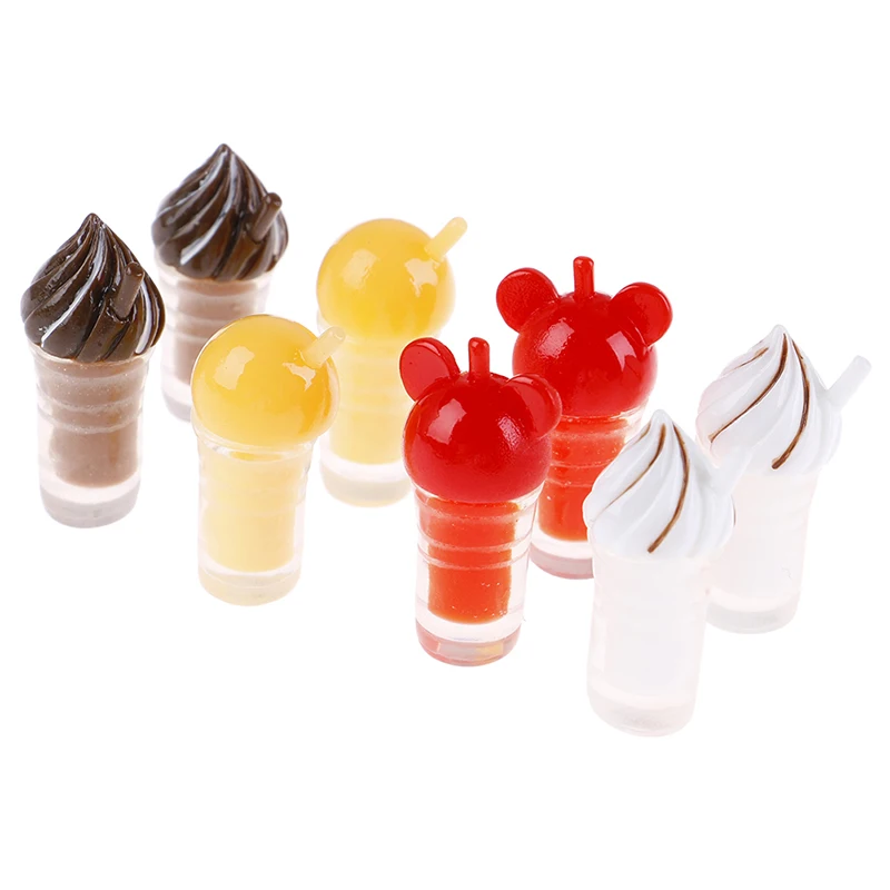 1/12 Dollhouse Miniature Resin Ice cream straw cup coffee milk tea Drinks Model Toy Doll Home Decoration 2Pcs | Игрушки и хобби