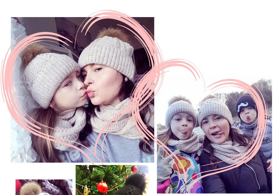 Шапка и шарф для мальчиков и девочек ENJOYFUR, детский теплый вязаный комплект из плотного хлопка, для зимы