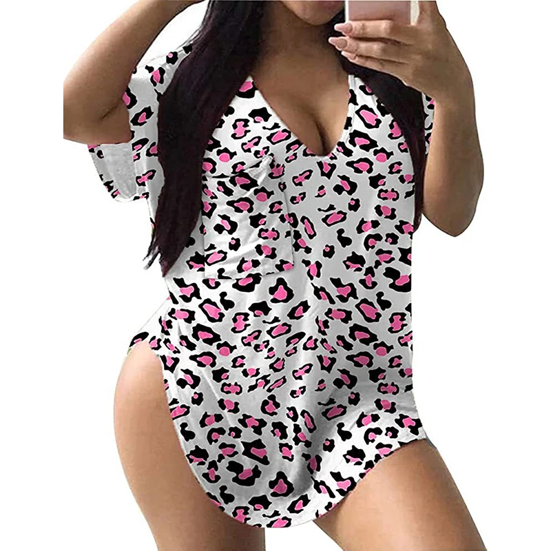 Женская свободная футболка с леопардовым принтом длинный Камуфляжный топ V