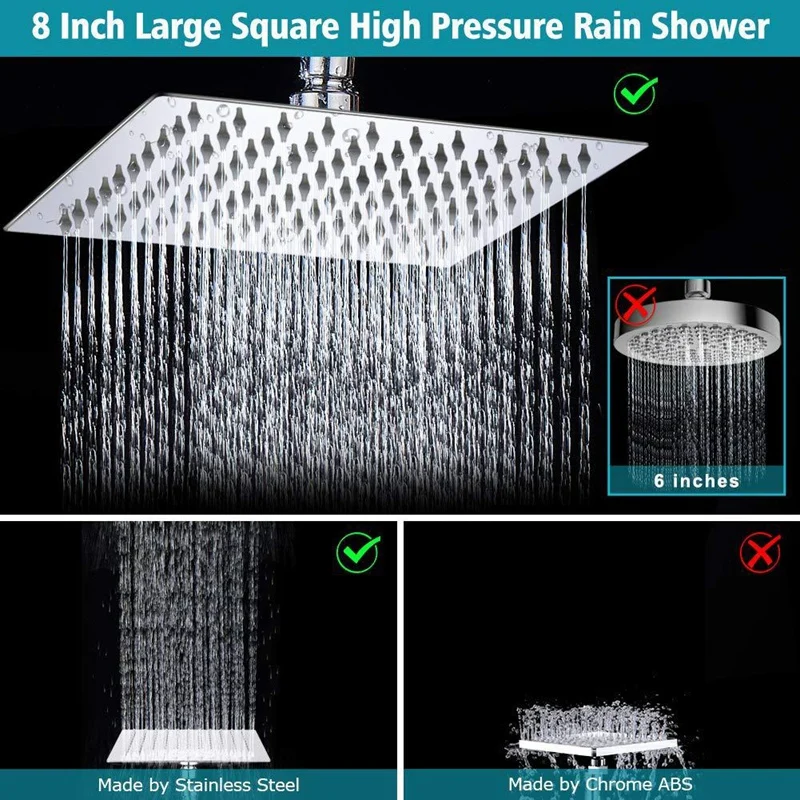 

Shower Head High Pressure Rainfall Shower Head/Handheld Combo Luxury Modern Chrome Plated with 60 Inch Hose and Holder