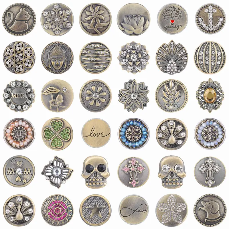 Античная латунь дизайн кнопки 18 мм Оснастки Подвески fit Имбирное печенье jewelry Vn