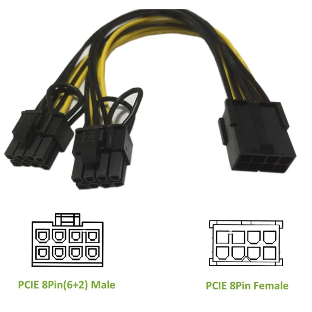 

10pcs PCI-E 8 Pin To Dual 6+2 Pin (6pin/8pin) Power Splitter Cable Graphics Card PCIE PCI Express 6Pin to Dual 8 Pin Power Cable
