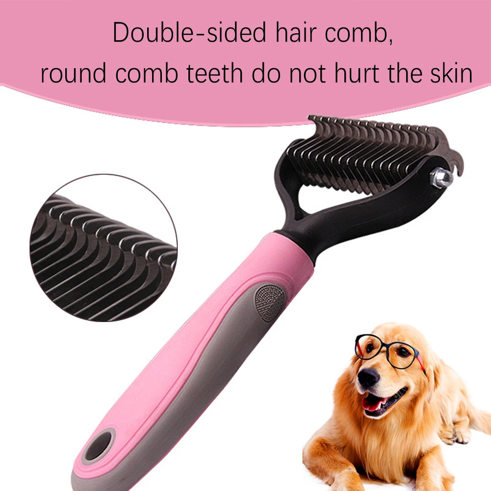 

Pet Fur Knot Cutter Dog Grooming Shedding Tools Pet Cat Hair Removal Comb Brush Double sided Pet Products Dropship