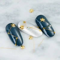 rikonka 1box moon stars series gold rhinestones nails art nail jewelry mixed geometrical shapes 3d diy nail decorations