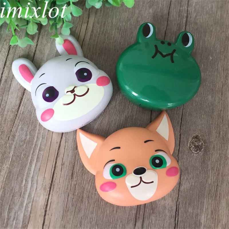 Imixlot милый мультфильм контактные линзы чехол креативный Кролик Лягушка, свинья дизайн личности путешествия линзы коробка контейнер для очков