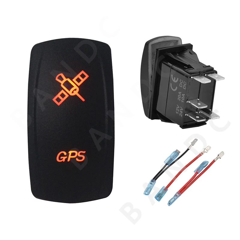 

GPS Rocker Switch 5P ON-OFF SPST Laser Etched Orange Illuminated Led for Car Boat Marine ARB RV Camper UTV，Jumper Wire Set