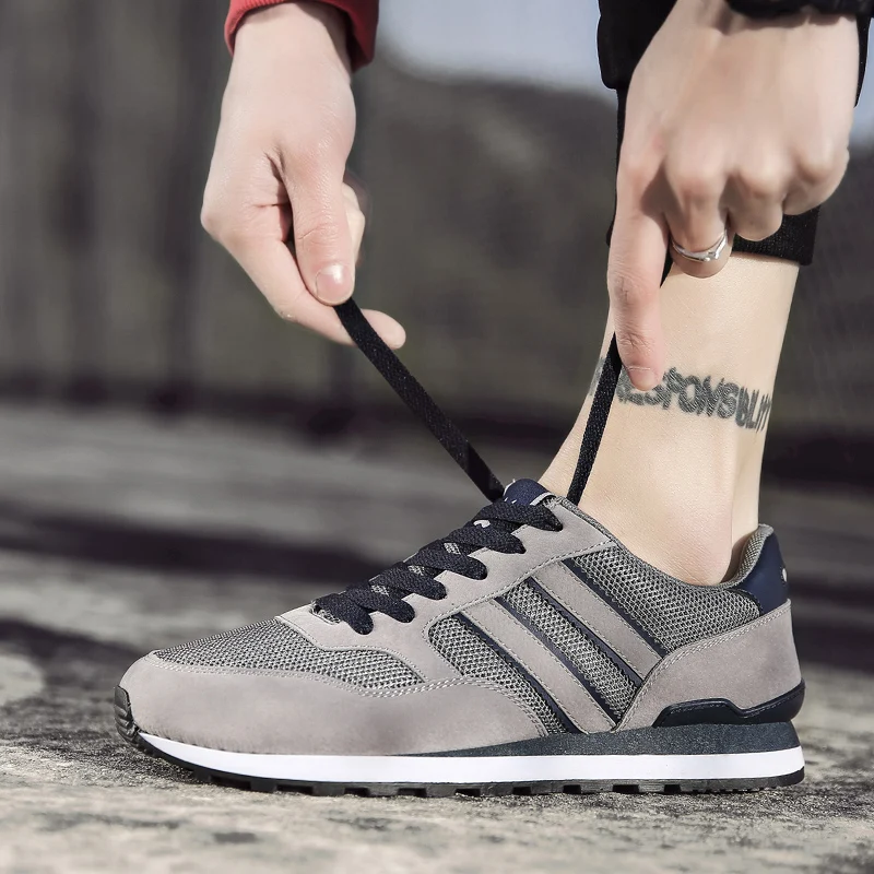 Мужские кроссовки для бега с сеткой мужская спортивная обувь Lac-up легкая удобные
