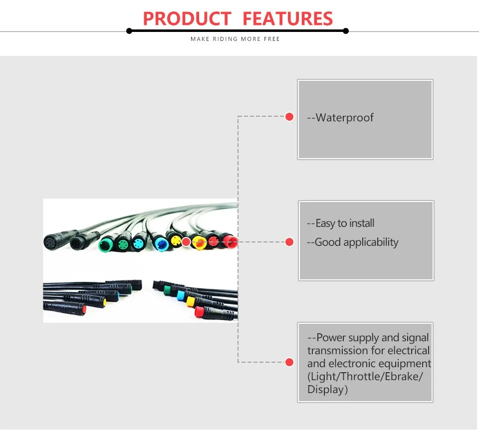 Julet Basic Connector 2 3 4 5 6 Pin Cable Waterproof Connector For Ebike Bafang Display Pin Cable Female /Male Optional Type