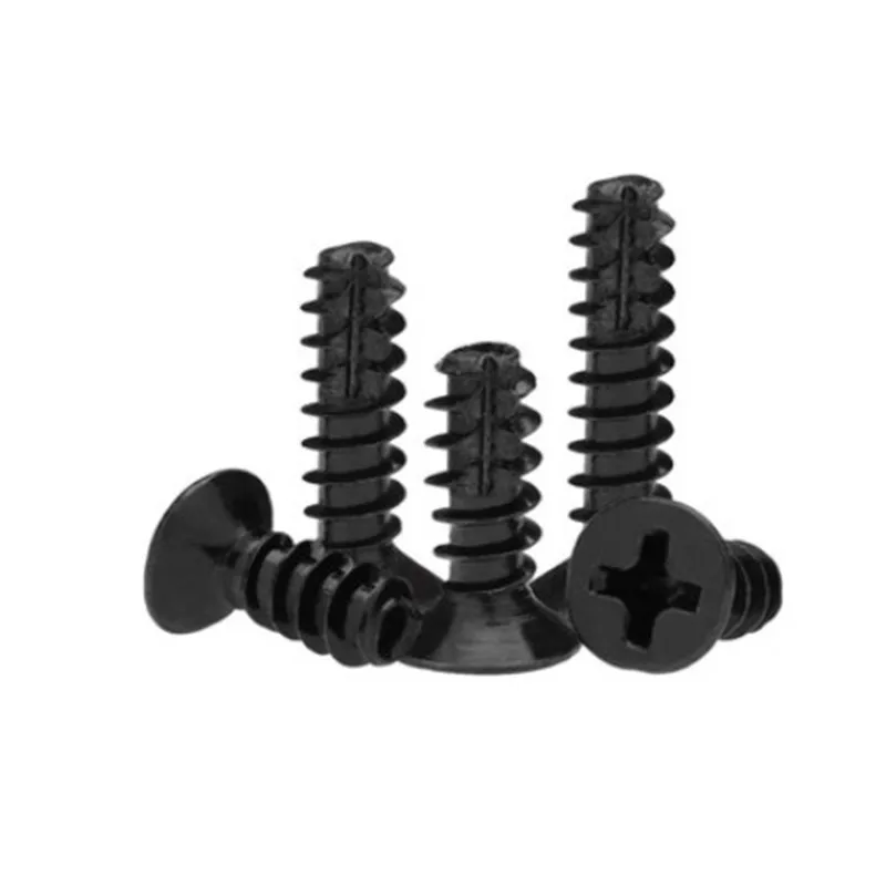 

500pcs M2 M2.3 M2.6 M3 Philips Cross Round Countersunk Flat Head Cutting Tail Self Tapping Screw Black KB Micro Screws