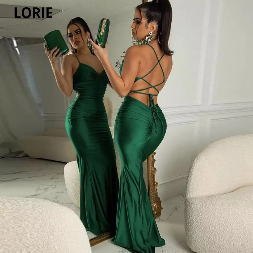 

LORIE Simple Royal Green Sleeveless Prom Dresses Sexy Backless Mermaid Formal Celebrity Dress Evening Gowns Robe Soirée Femme