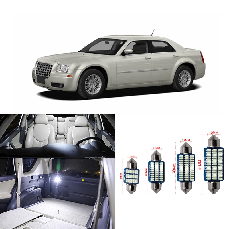 Luz LED Canbus para coche, Kits de luces interiores blancas, mapa de lámpara, Bombilla de placa de matrícula para Chrysler 300 300C 2005-2009 2010, 11 Uds.